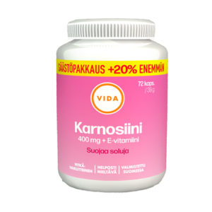 VidaAina Karnosiini 400 mg + E-vitamiini säästöpakkaus